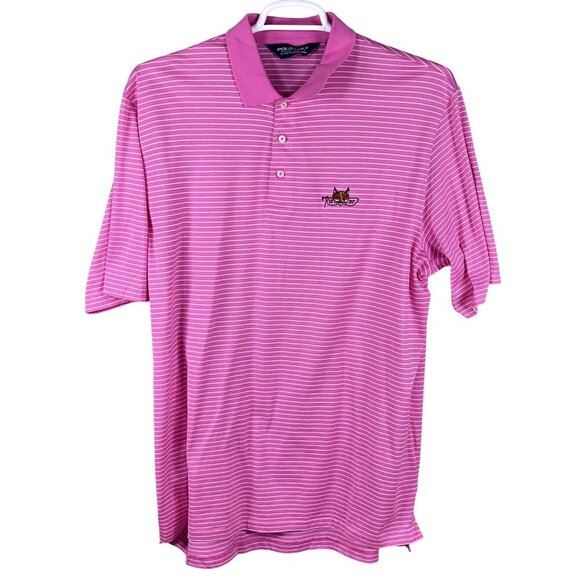 Polo Golf Ralph Lauren Mens XL Pink Striped Pima Cotton Fox Embroidery Preppy - Picture 7 of 14